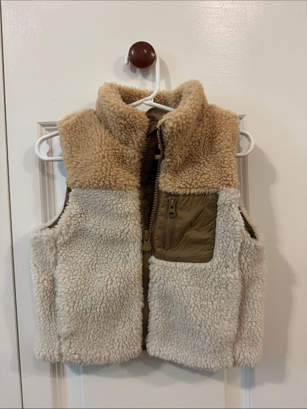 Baby Gap Sherpa Fleece Vest in Cream and Tan - Cozy Layering Vest